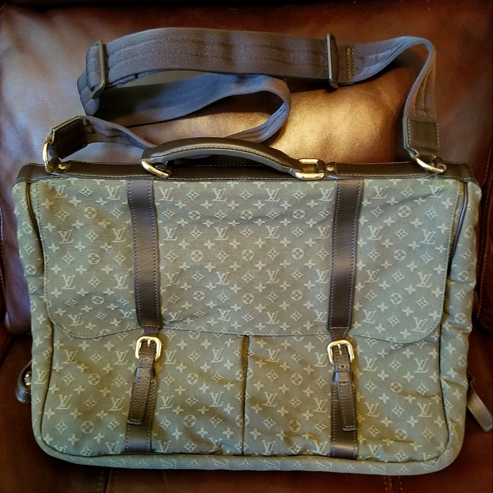 Sale Authentic Louis Vuitton briefcase monogram backpack laptop olive canvas